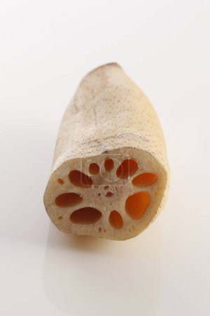 Photo for Fresh raw lotus root  on background, close up - Royalty Free Image