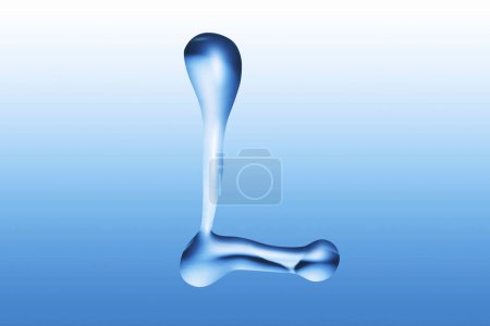 Photo for L letter. blue liquid shape isolated on light background. alphabet - Royalty Free Image