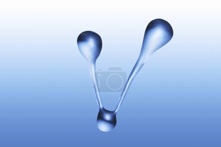 V letter. blue liquid shape isolated on light background. alphabet                  