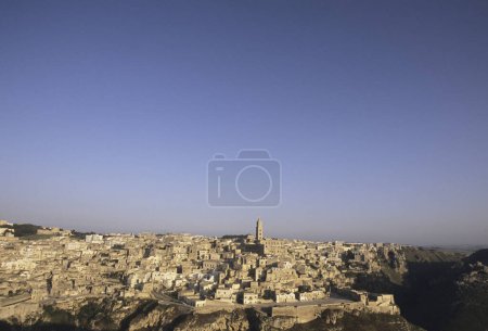 beautiful distance view of Matera city in Italy