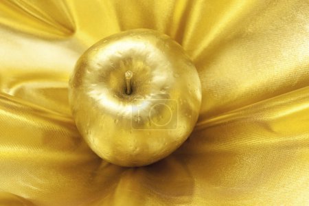 Photo for Golden apple fruit on background, close up - Royalty Free Image