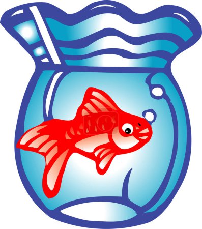 Téléchargez les photos : Illustration stylisée de poisson dessin animé sur blanc - en image libre de droit