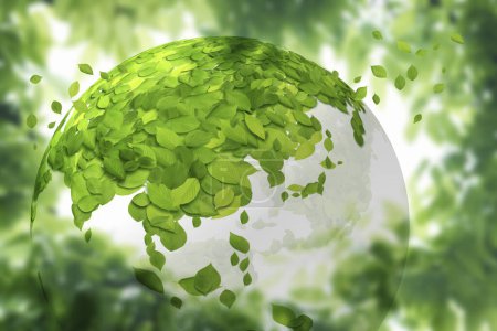 Téléchargez les photos : Feuilles d'arbre vert frais et globe transparent - en image libre de droit