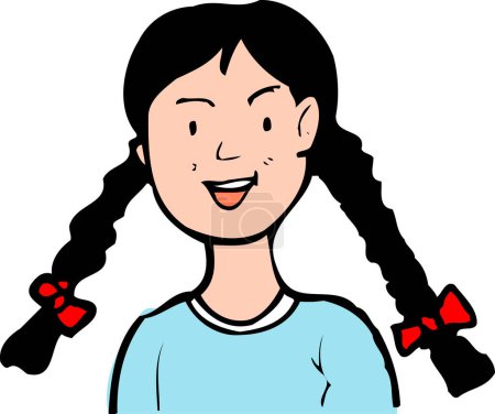 Photo for Cartoon illustration of happy girl smiling - Royalty Free Image