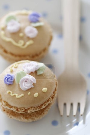 Photo for Delicious sweet macaroons on the table, desserts - Royalty Free Image