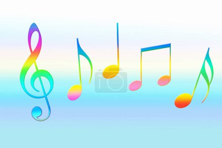 Téléchargez les photos : Fond abstrait de notes musicales colorées - en image libre de droit