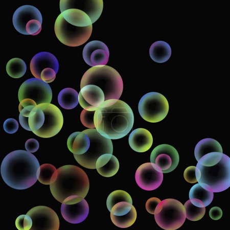 Foto de Burbujas de jabón de colores abstractos sobre fondo oscuro - Imagen libre de derechos