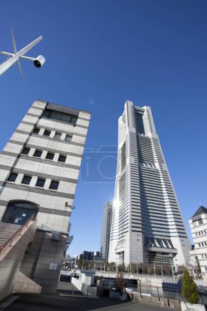 Photo for Modern city buildings over blue sky background in Yokohama, Japan - Royalty Free Image