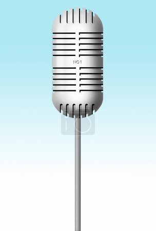 Téléchargez les photos : Microphone sur fond bleu clair - en image libre de droit