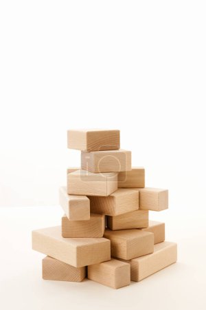 Photo for Wooden blocks isolated on white background - Royalty Free Image