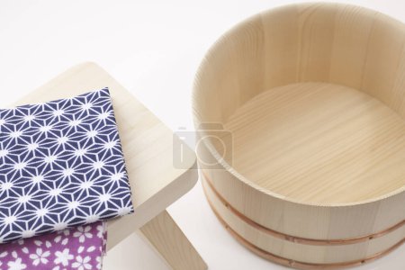 Photo for Japanese tea set on bamboo mat - Royalty Free Image
