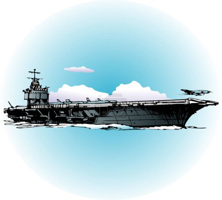 Téléchargez les photos : Illustration de navire militaire dans la mer - en image libre de droit