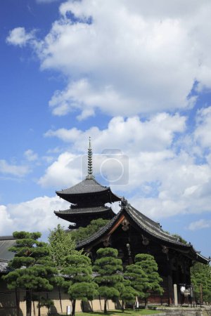 Vista del Templo Horyu-ji, Tesoro Nacional de Japón