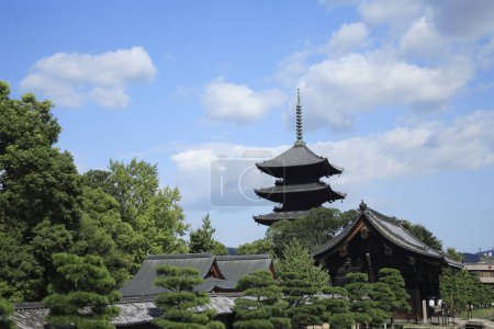 Vue du temple Horyu-ji, trésor national du Japon