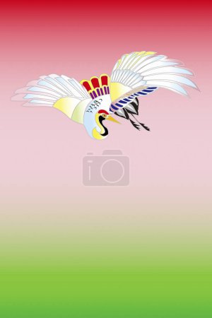Photo for Stylish traditional ethnic japanese illustration with crane - Royalty Free Image