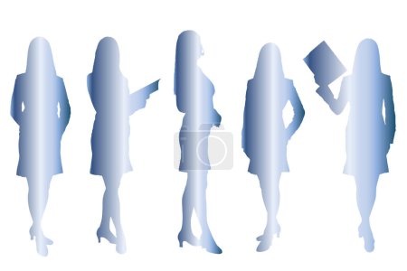 Téléchargez les photos : Silhouettes de femmes d'affaires isolées sur fond blanc - en image libre de droit