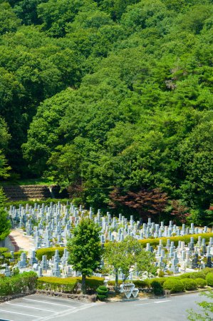Photo for Cemetery  with tombs at summer  in japan on background - Royalty Free Image