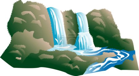 Foto de Ilustración colorida de hermosa cascada de montaña - Imagen libre de derechos