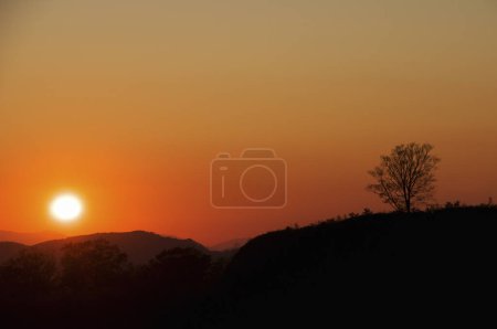 Photo for Beautiful sunset sky above scenic mountains - Royalty Free Image