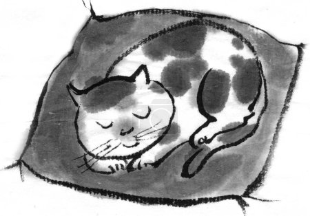 Téléchargez les photos : Chat en dessin noir et blanc - en image libre de droit