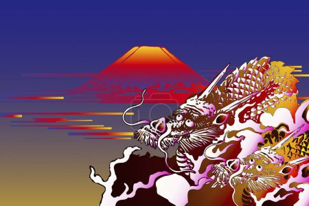 Photo for Colorful dragons in Japanese style, asian cartoon characters - Royalty Free Image