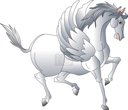 Téléchargez les photos : Illustration vectorielle d'un cheval blanc aux ailes - en image libre de droit