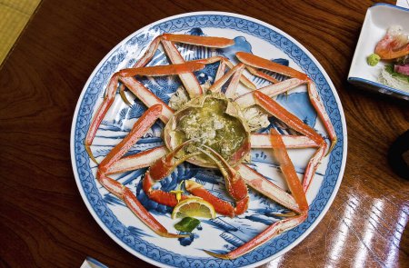 Photo for Close - view of delicious crab in plate on table - Royalty Free Image
