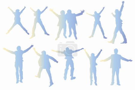 Téléchargez les photos : Silhouettes d'hommes dansants sur fond blanc - en image libre de droit