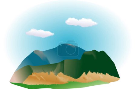 Photo for Colorful scenic mountain landscape illustration - Royalty Free Image