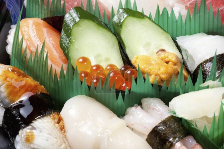 Photo for Closeup of sushi set, japanese food - Royalty Free Image