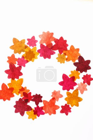 Photo for Colorful autumnally background with papercut autumn leaves - Royalty Free Image