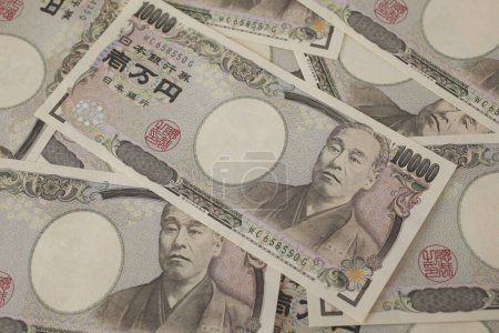 Foto de Billetes de yen japoneses en el fondo, primer plano - Imagen libre de derechos