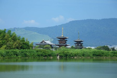 View of the Horyu-ji Temple, National Treasure of Japan