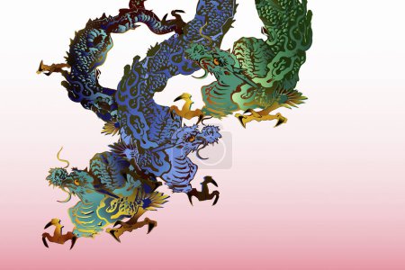 Foto de Dragones asiáticos personajes, ilustración colorida - Imagen libre de derechos