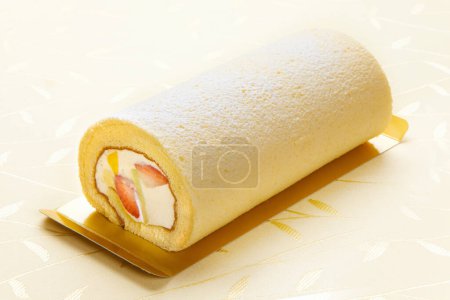 Photo for Tasty roll cake on background, close up - Royalty Free Image
