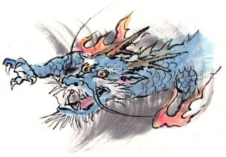 Téléchargez les photos : Dessiné à la main dragon de style japonais, personnage de dessin animé asiatique - en image libre de droit