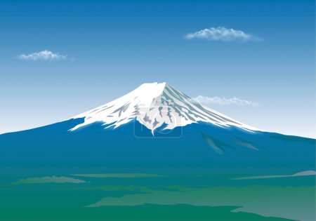 Photo for Colorful illustration of beautiful japanese fuji mountain - Royalty Free Image
