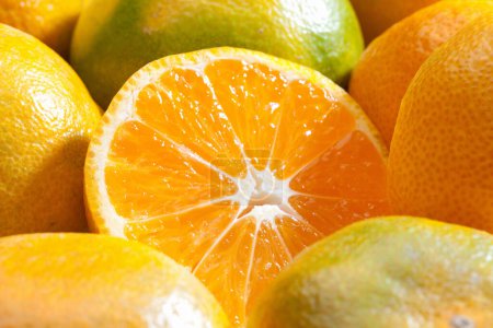 Photo for Close-up view of fresh ripe tangerines on white background - Royalty Free Image