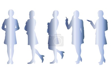 Téléchargez les photos : Silhouettes de femmes d'affaires isolées sur fond blanc - en image libre de droit