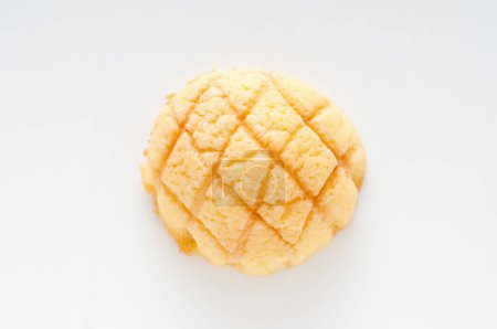 Japanisches süßes Brot, das einer Muskmelone ähnelt ". Melonenpfanne "Mit Plätzchenteig auf Brotteig gebacken.