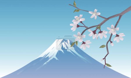 Téléchargez les photos : Illustration colorée de belle montagne japonaise fuji - en image libre de droit
