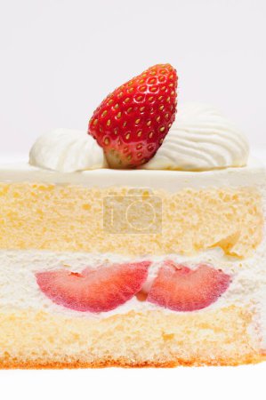 Photo for Strawberry cake with cream isolated on white background - Royalty Free Image
