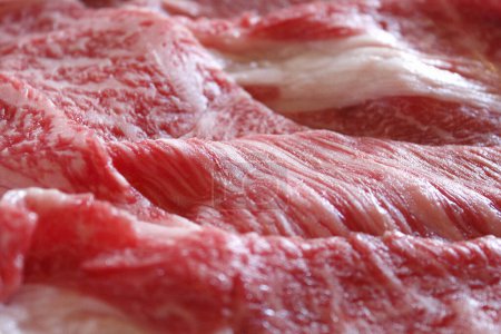 Photo for Fresh and raw red beef steaks on background, close up - Royalty Free Image