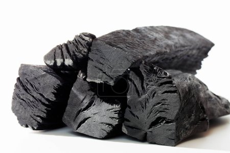 Pile of black coal, closeup shot 