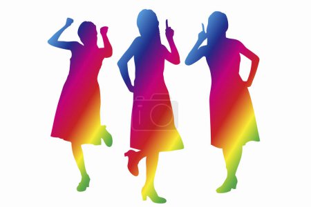 Téléchargez les photos : Silhouettes de femmes en différentes couleurs - en image libre de droit