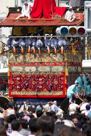Photo for Giant hoko float for Gion Matsuri festival  in  Kyoto and people - Royalty Free Image
