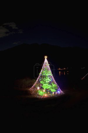Téléchargez les photos : Fond de vacances d'hiver coloré avec arbre de Noël décoré - en image libre de droit