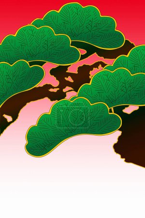 Photo for Stylish traditional ethnic japanese illustration with bonsai tree - Royalty Free Image