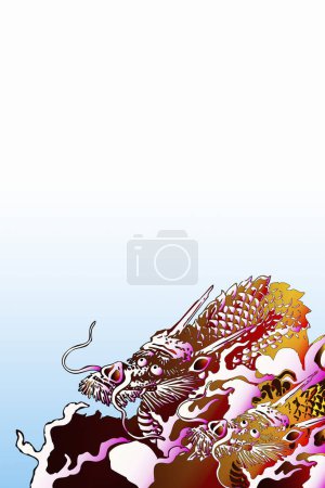 Photo for Colorful dragons in Japanese style, asian cartoon characters - Royalty Free Image