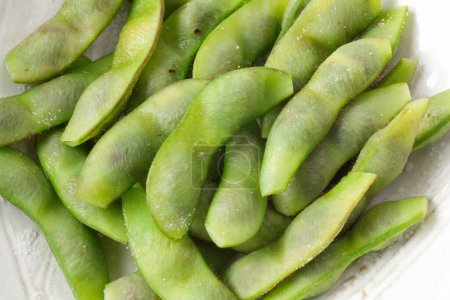 Photo for Close-up view of fresh organic green beans on background - Royalty Free Image